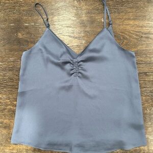 Express Blue Sleeveless Crop Camisole with Ruched Detail